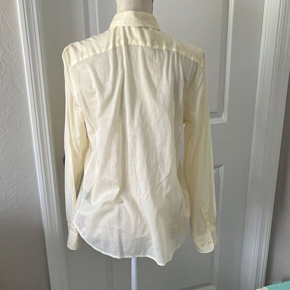 Lauren by Ralph Lauren Elegant  Yellow Pleated Vintage Button up Logo Buttons 10 - Picture 6 of 7